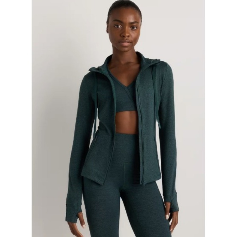 Quince‎ Ultra-Soft Slim Fit Hooded Jacket Womens L Green Athleisure Activewwear